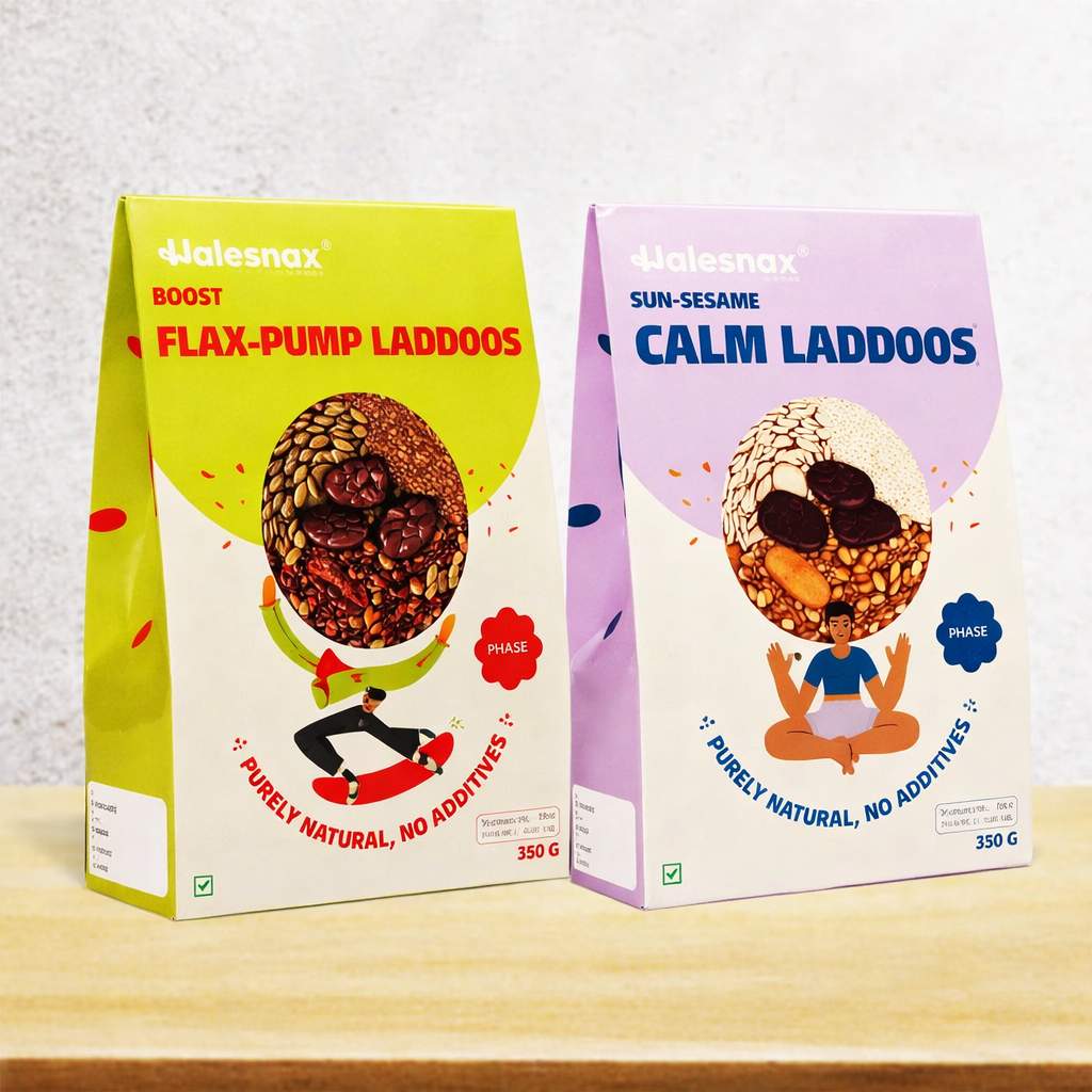 Seed Cycling Combo – Flax & Pumpkin Seed Laddoos With Sunflower & Sesame Seed Laddoos
