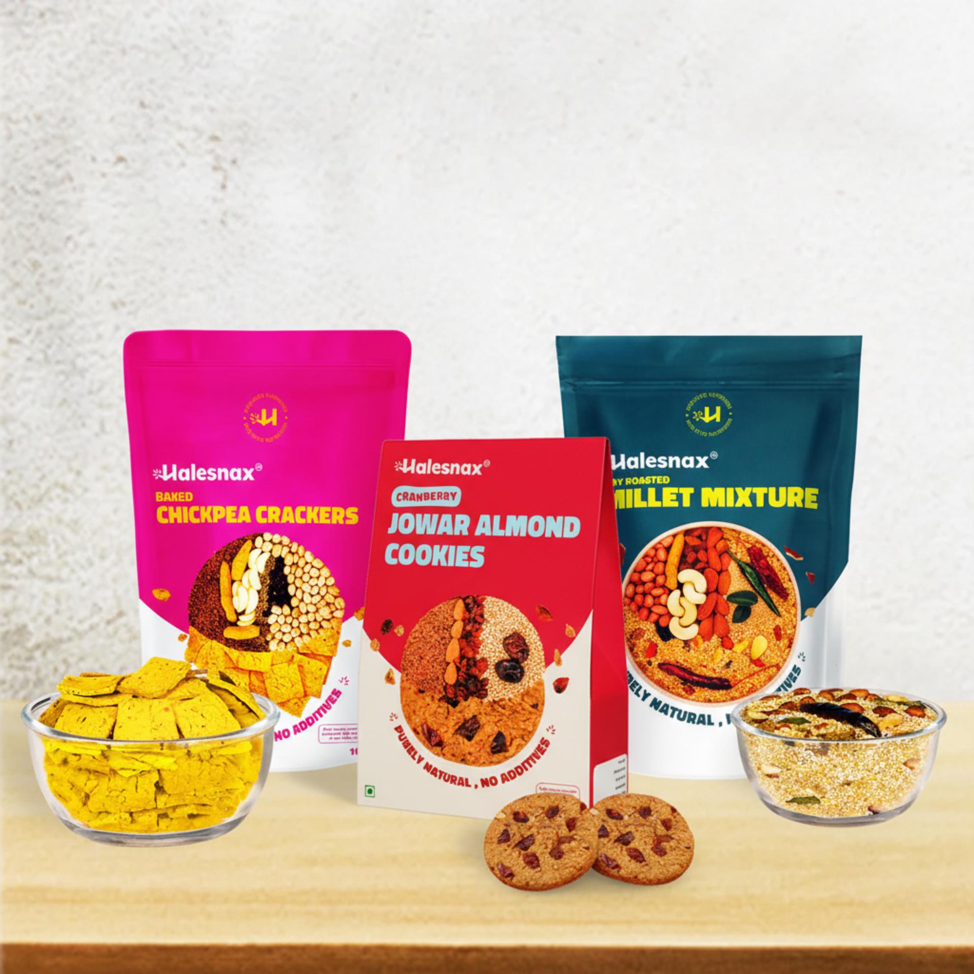 Mini Crunch Combo – Cranberry Cookies, Millet Mixture & Chickpea Crackers